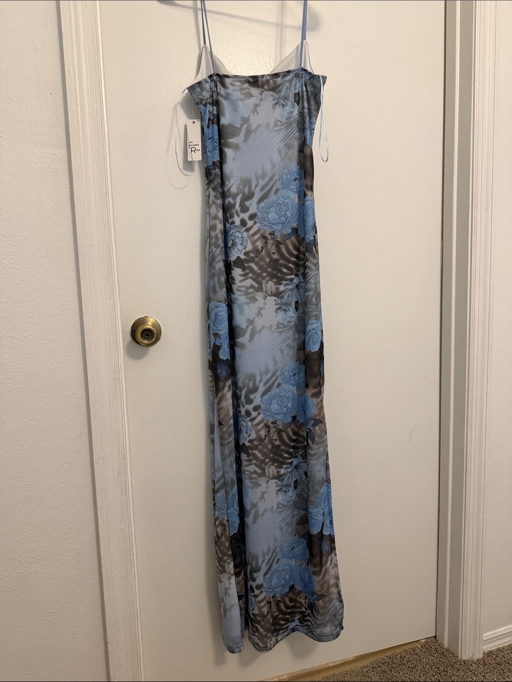 Blue Floral Maxi Slip Dress